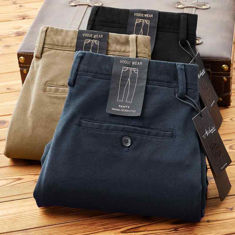 Pants - パンツ 男性用 コットン テーパードパンツ 秋冬 厚手 磨毛 ストレッチ ズボン 黒 紺 カーキ