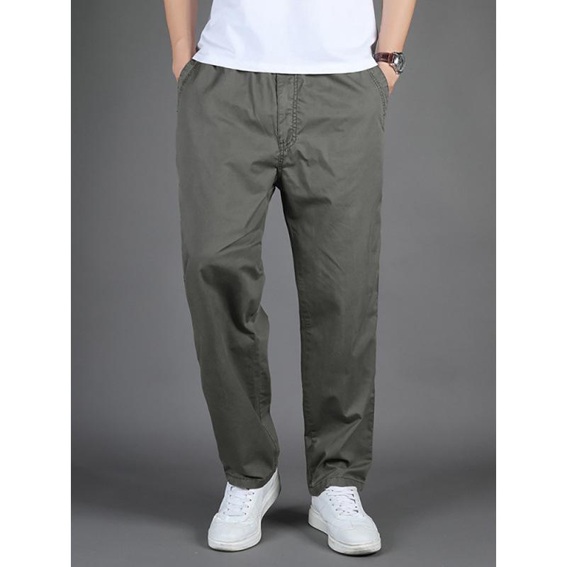 パンツ メンズ ワークパンツ ストレート テーパードパンツ ミリタリー カーゴパンツ 綿 ズボン ボトムス 作業着 普段使い ゆったり 大きいサイズ ウエストゴム 黒 緑 グレー
