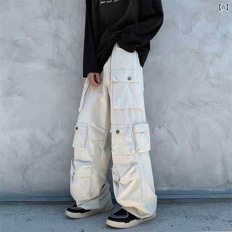 LINEAR shopのパンツ メンズ カーゴパンツ ワークパンツ ワイド ゆったり ストレート ミリタリー カーキ ブラック グリーン 綿 ポリエステル 秋 カジュアル(x2)｜アングル2