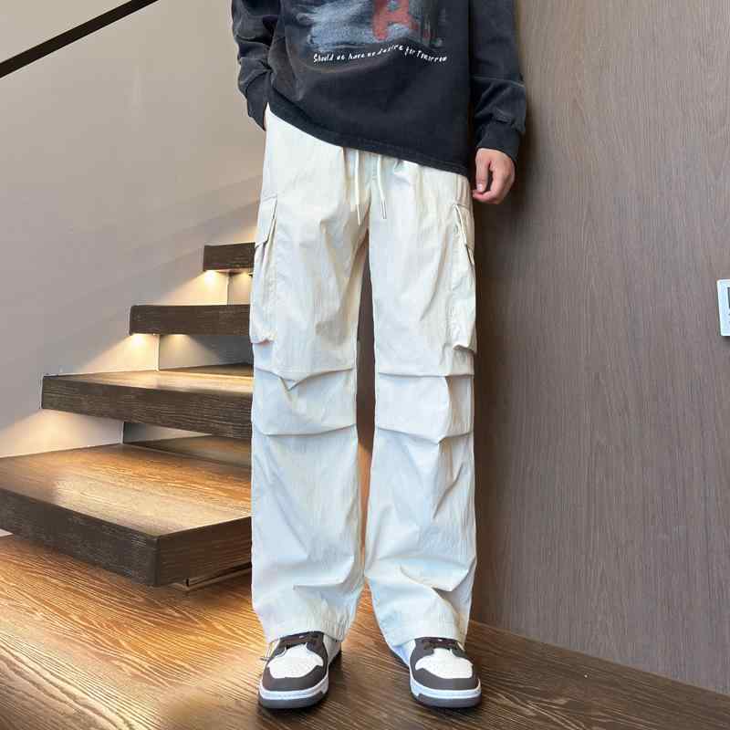 カーゴパンツ メンズ 男性用 ロングパンツ ワークパンツ 長ズボン ズボン ボトムス ゆったりサイズ 190cm 高身長 春秋 カジュアル 普段使い 無地 黒 グレー カーキ