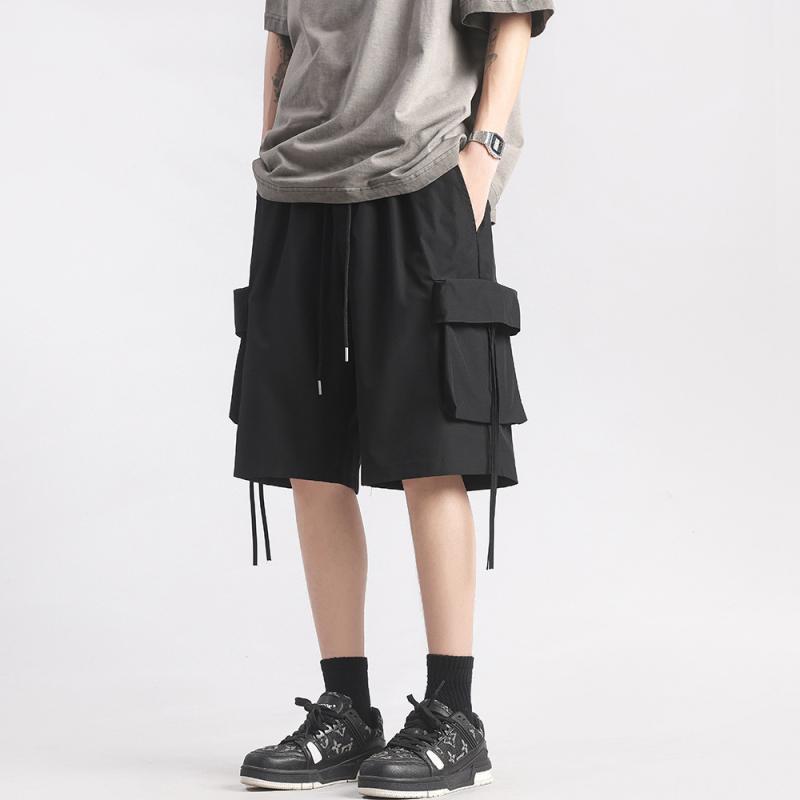 ハーフパンツ メンズ 男性用 ワークパンツ カーゴパンツ ワイドパンツ ストレート 薄手 無地 ポケット ..