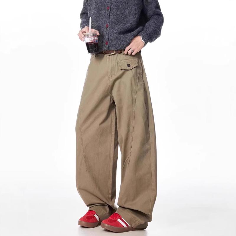 カジュアルパンツ 男性用 レトロ カーキ ストレート ワークパンツ ズボン ボトムス ゆったりめ ポリエステル混紡 春秋・スタイル: アメリカンレトロ・対象年齢: 18-24歳・パンツ丈: フルレングス・パンツ型: ストレート・ウエスト: ミドルウエスト・ベルト: 無し・フロント: ひも・・柄: 無地・許容誤差: 1-3cm・生地: 化学繊維混紡・メイン素材: ポリエステル95%・利用シーン: カジュアル・裾: ストレート・ディテール: ポケット・伸縮性: 弱・生地: 綿・色: カーキ・サイズ: S, M, L, XL, XXL・対象: メンズ・カテゴリ: スポーツカジュアルパンツ・機能: 洗濯機洗い可.防風.アイロン不要