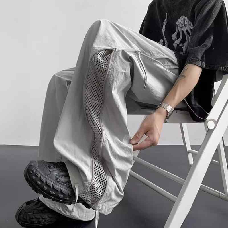 カーゴパンツ メンズ ナイロン 速乾性 ワークパンツ ワイドレッグ 薄手 通気性 スポーツ カジュアルパンツ 黒 グレー 紫 ズボン ボトムス