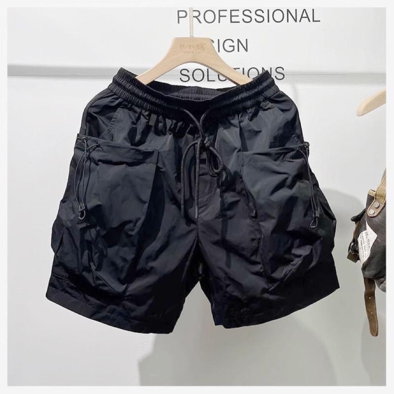 ハーフパンツ メンズ カジュアル ゆったり ストレート 五分丈パンツ 春夏 無地 アプリコット ワインレ..