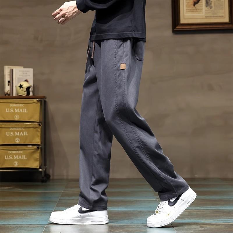 パンツ メンズ ワークパンツ 秋冬 ゆったり ストレート ロングパンツ 男性用 ズボン 綿 無地 ブラック グレー ブラウン カジュアルパンツ