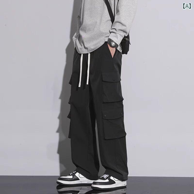 カーゴパンツ メンズ ワークパンツ レトロ ストレート ゆったり カジュアルパンツ ...