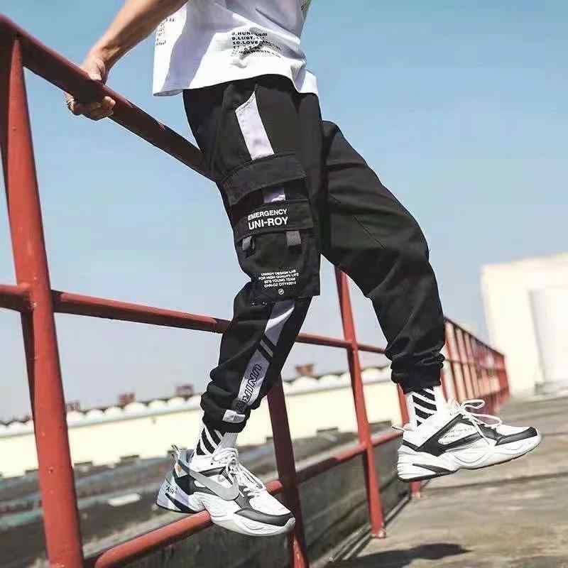 Men'S Wear - カーゴパンツ メンズ ワークパンツ 男性用 カジュアル 9分丈 ロングパンツ ズボン 裾絞り ゆったり 無地 コットン 綿 秋冬 春夏 大きいサイズ 黒 ブラック カーキ グレー