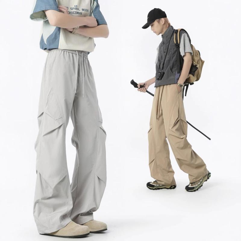 パンツ メンズ ワークパンツ カジュアルパンツ 薄手 撥水 接触冷感 ストレートパンツ 黒 ブラック グレー 無地