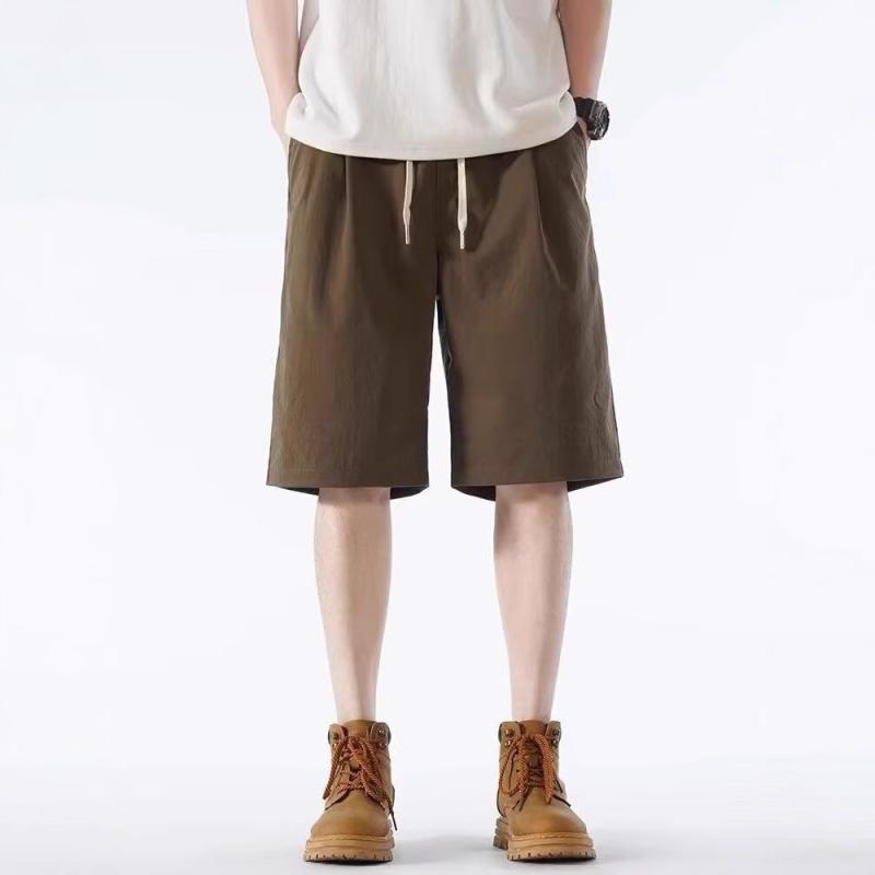 ハーフパンツ メンズ 男性用 イージーパンツ 接触冷感 ルームウェア 部屋着 無地 薄手 涼しい 膝丈 黒 ブラック コーヒー 杏色 ポリエステル