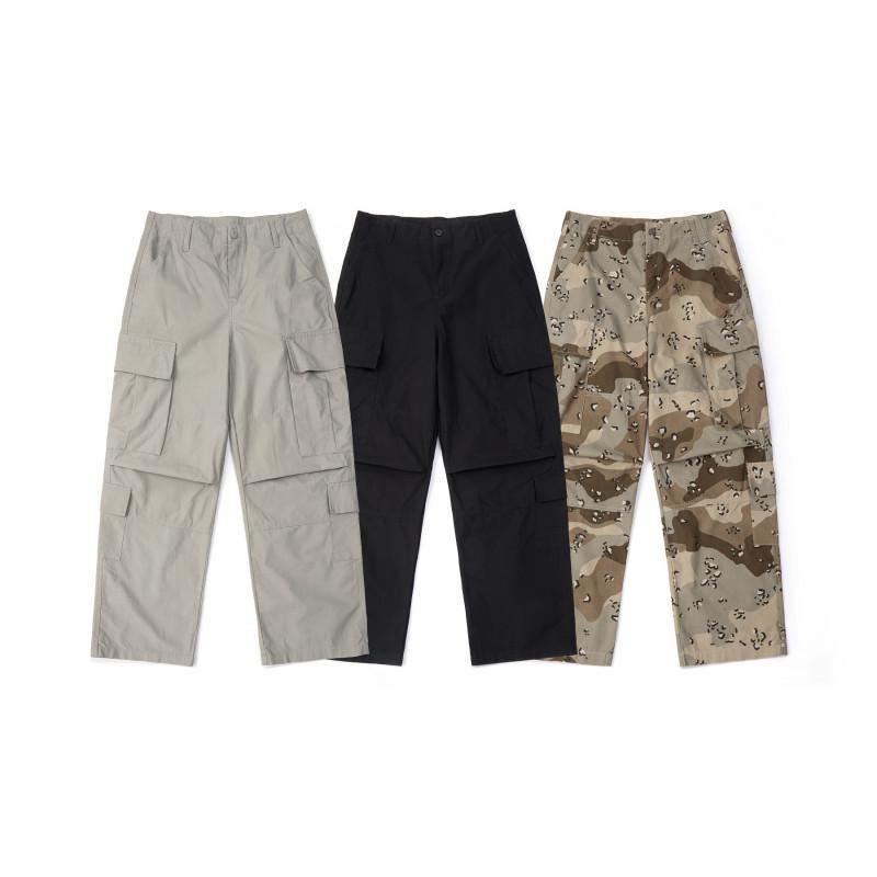 カーゴパンツ メンズ 水洗い加工 迷彩柄 ワークパンツ ミリタリー ズボン ボトムス ゆったり ストレート カーキ ブラック M L XL 秋