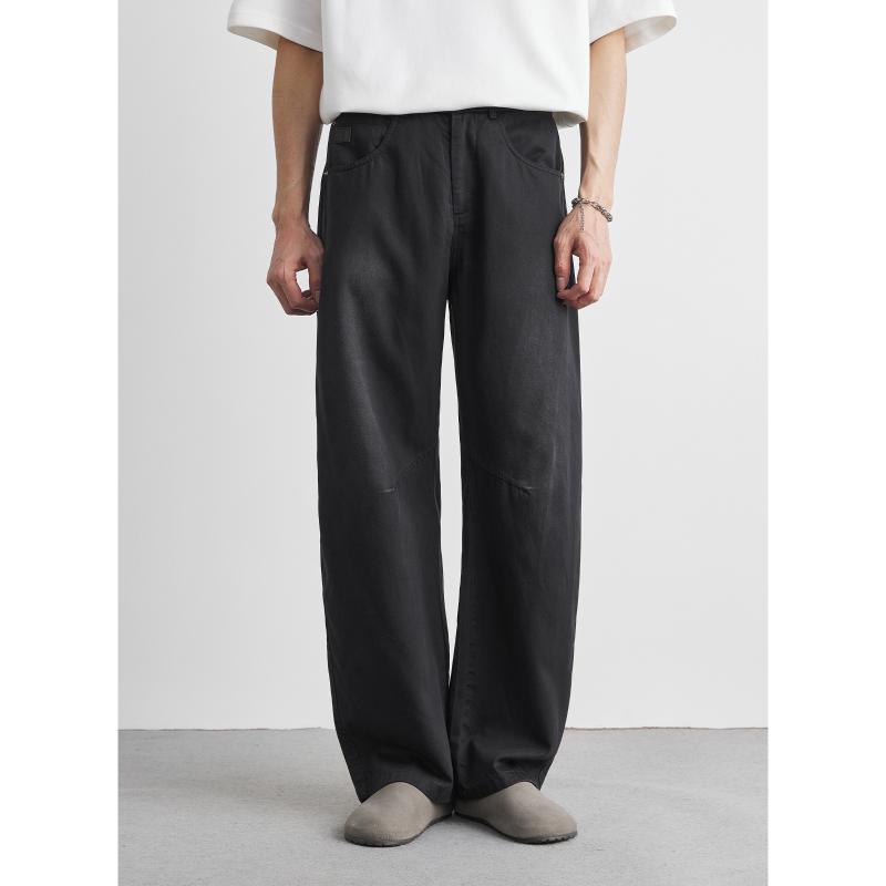 カジュアルパンツ メンズ 男性用 レーヨン混紡 ストレート 薄手 涼感 無地 ブラック 黒系 ベージュ 普..