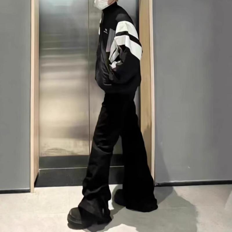 パンツ 男性用 フレアパンツ ベルボトム ナイロン 混紡 ストレッチ 無地 黒 ブラック カジュアル スタイル