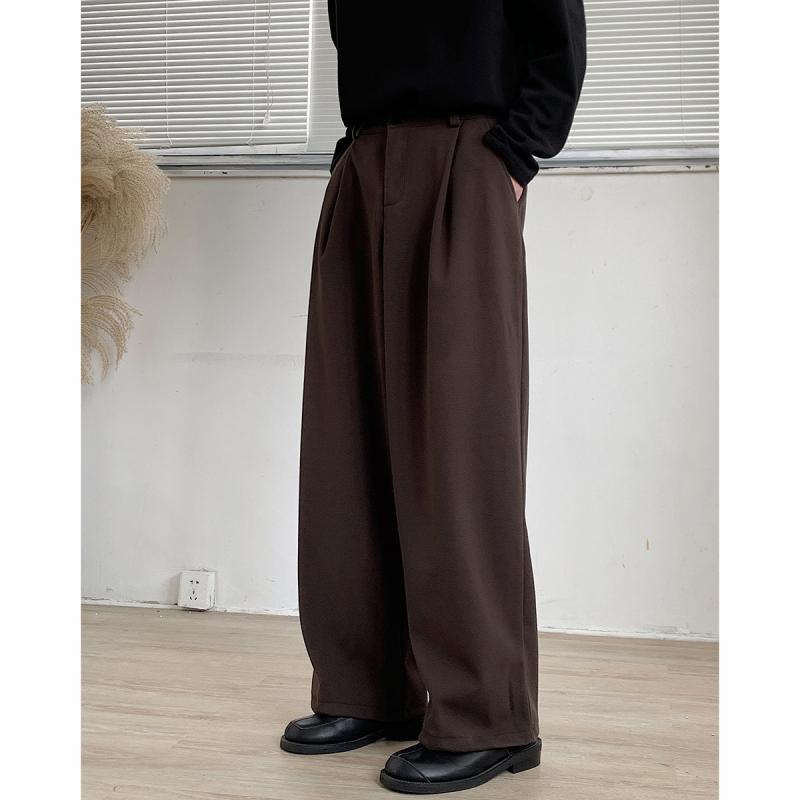 パンツ メンズ 韓国 厚手 ワイドレッグ スラックス 男性用 ゆったり ストレート ズボン 美ラードカラー..