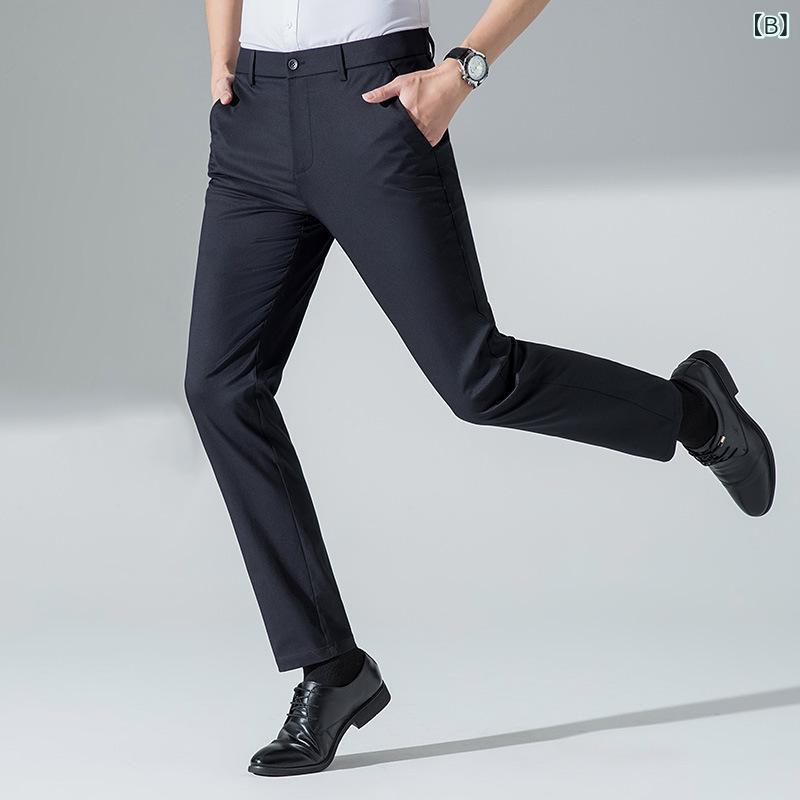 パンツ メンズ 蚕糸 ズボン 薄手 男性用 カジュアルパンツ ストレート ビジネス 紳...
