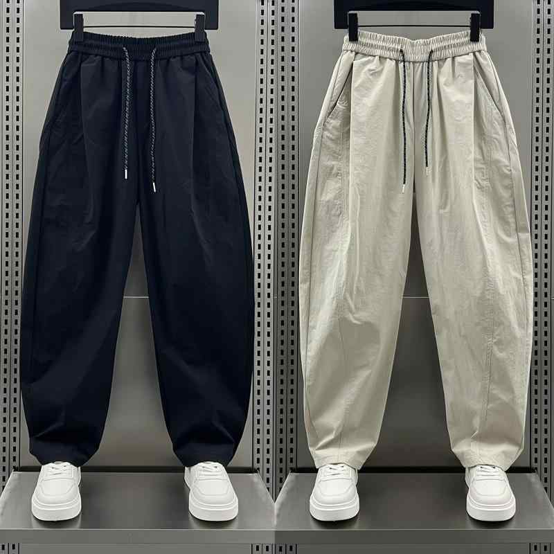 パンツ メンズ ハーレムパンツ 無地 ルーズ ワイドレッグ バナナパンツ ストレート 伸縮性 薄手 ロング..