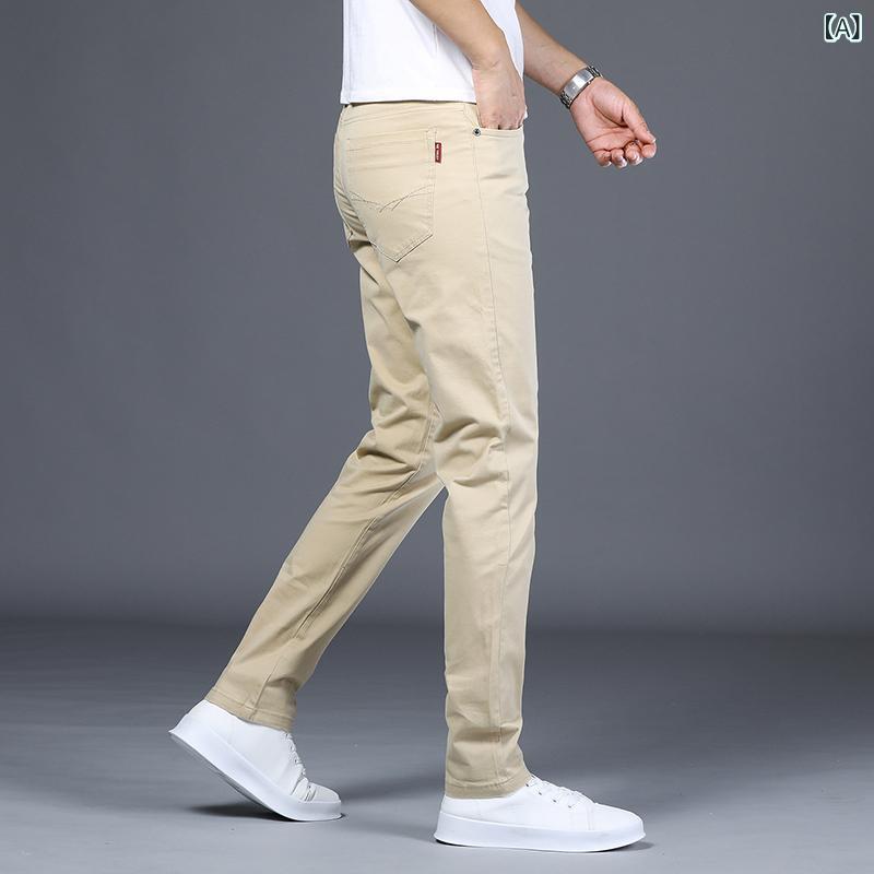 カジュアルパンツ メンズ ビジネス スリム ストレートパンツ 男性用 ストレッチパ...