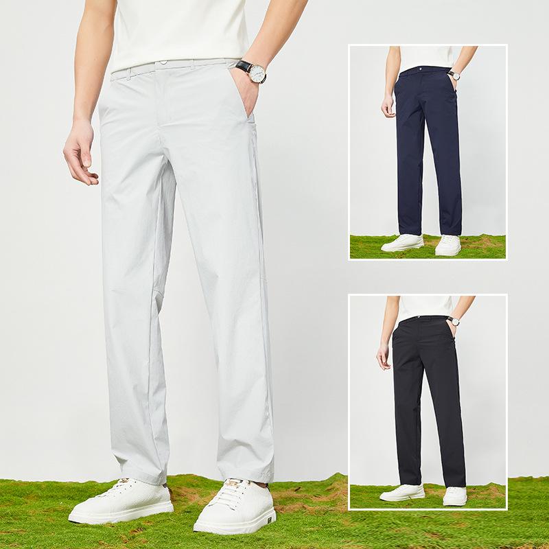 カジュアルパンツ メンズ 男性用 紳士 ズボン ボトムス ビジネス 伸縮性 ストレッチ 薄手 速乾性 春夏 無地 黒 ブラック 青 ブルー グレー