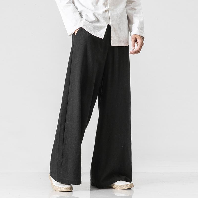 パンツ メンズ 男性用 ワイドパンツ サルエルパンツ リネン 麻 混紡 春秋 カジュアル ビッグサイズ グ..