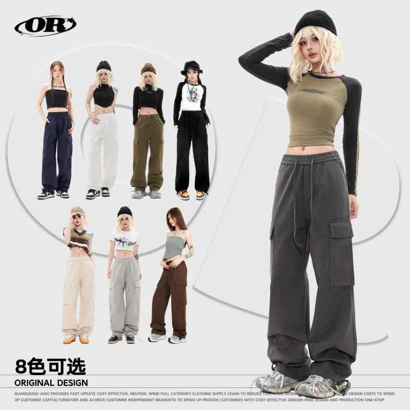 Pants - パンツ メンズ レディース 日系 ワークパンツ カーゴパンツ ワイドパンツ ストレートパンツ コットン 高腰 普段使い 部屋着 アウトドア ブルー ホワイト グレー ブラック カーキ ベージュ