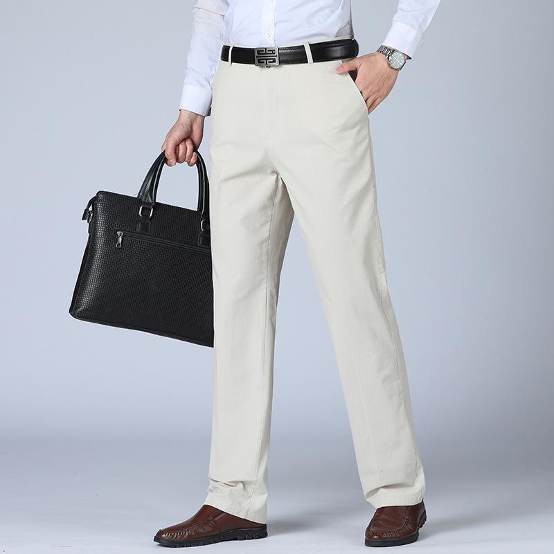 カジュアルパンツ 男性用 春夏 薄手 ビジネス 向け コットン ストレートパンツ メンズ ロングパンツ 深グレー カーキ ネイビー ブラック オフホワイト,[],
