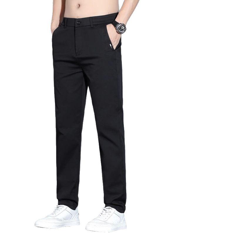パンツ メンズ テーパードパンツ ストレート 薄手 ストレッチ イージーパンツ スラックス ズボン 男性用 紳士服 ビジネス カジュアル オフィスカジュアル 綿混紡 無地 春夏(4.0)