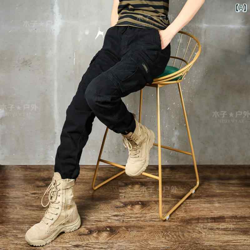 パンツ メンズ カーゴパンツ ミリタリー ワークパンツ 秋冬 男性用 ズボン ボトムス ゆったり 多ポケット 無地 黒 カーキ 綿