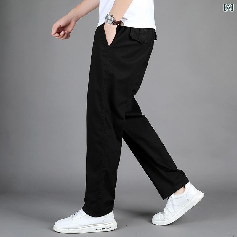 パンツ 男性用 ワークパンツ コットン ストレート 大サイズ ゆったり ミドルウエス...