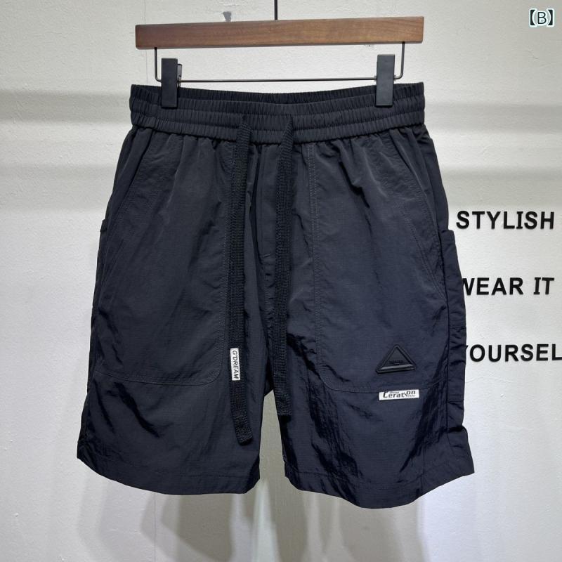LINEAR shopのハーフパンツ メンズ 接触冷感 薄手 スポーツパンツ 5分丈 膝丈 短パン ズボン 部屋着 ルームウェア 無地 ポリエステル ブラック グリーン｜アングル3