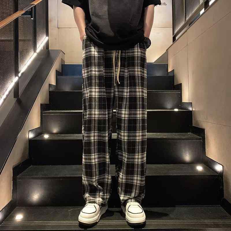 パンツ メンズ チェック柄 イージーパンツ ワイドレッグパンツ ストレートパンツ リラックスパンツ カジュアルパンツ 普段使い ポリエステル ブラック M L XL XXL・カテゴリ: カジュアルパンツ・スタイル: カジュアル・パンツ丈: フルレングス・柄: 格子柄・素材: ポリエステル.綿・ウエスト: ミドルウエスト・股下のタイプ: ストレート・・対象: 青少年.成人・色: ブラック・サイズ: M.L.XL.XXL・伸縮性: 微ストレッチ・前立て: ひも・-装飾: ポケット