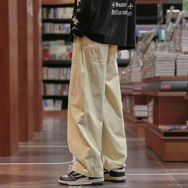 カーゴパンツ メンズ カーキ ワークパンツ 春秋 テーパード ゆったり ストレート ワイドレッグ カジュアルパンツ ロングパンツ