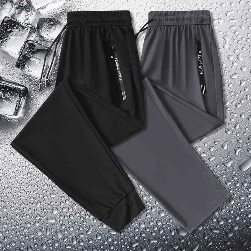 Pants - パンツ メンズ スポーツ ズボン 薄手 速乾性 ストレート レギュラーサイズ 無地 黒 ブラック グレー 接触冷感 伸縮性 通気性 春夏 スポーツ レジャー 普段使い