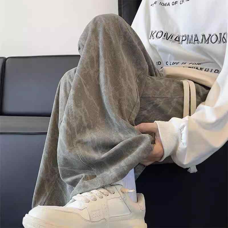 コーデュロイパンツ メンズ カジュアル ストレート ワイドレッグパンツ イージーパ...