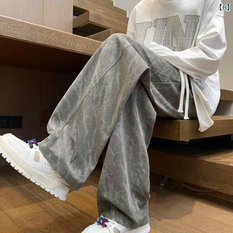 コーデュロイパンツ メンズ カジュアル ストレート ワイドレッグパンツ イージーパ...