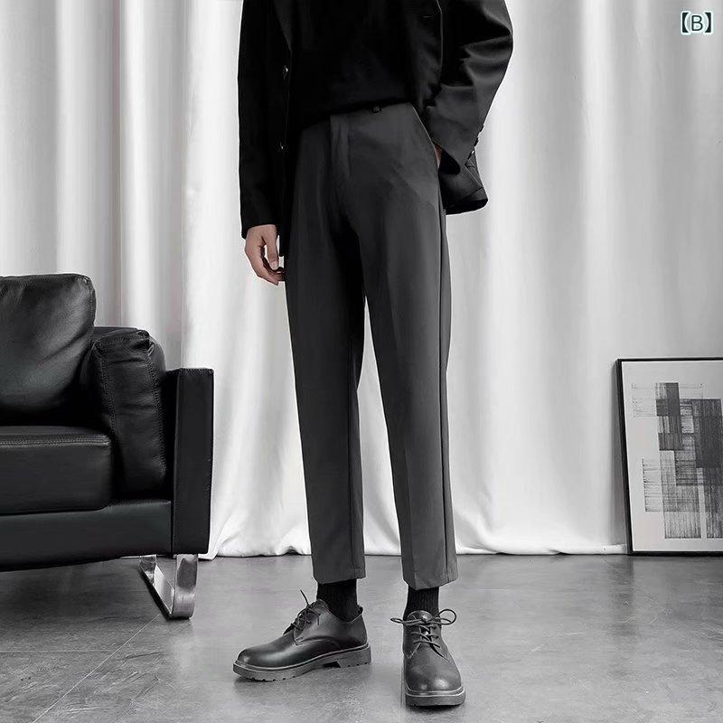 スラックス メンズ ストレートパンツ 9分丈パンツ 韓国 カジュアルパンツ ゆったり...