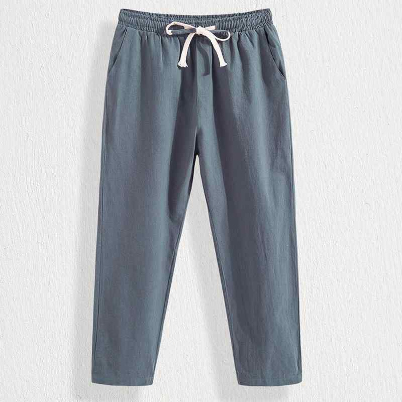 Men'S Wear - パンツ メンズ 9分丈 コットンリネン ハーレムパンツ ゆったりサイズ カジュアルパンツ 薄手 ストレートパンツ スラックス カーキ 紺色 ダークグレー アーミーグリーン 黒 ライトグレー モスグリーン 白 赤 高身長サイズ