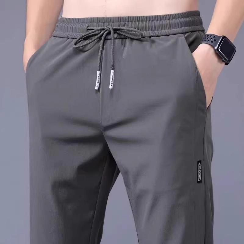 パンツ メンズ 接触冷感 イージーパンツ 薄手 速乾 ストレートパンツ ズボン ボトムス 男性用 普段使い ルームウェア 部屋着 韓国 ポリエステル ブラック 黒 グレー