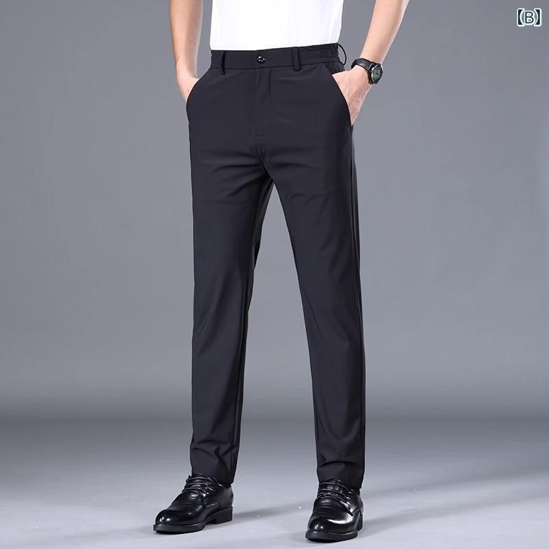 LINEAR shopのパンツ メンズ 男性用 ズボン スラックス 秋冬 厚手 裏起毛 暖か 暖かい ストレッチ 伸縮性 防しわ加工 ミドルエイジ ビジネス カジュアル 普段使い｜アングル3