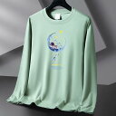 Tシャツ メンズ 長袖 Tシャツ コットン クルーネック プルオーバー トップス ルーズ プリント 普段使い 部屋着 ブラック ホワイト ネイビー ベージュ カ...