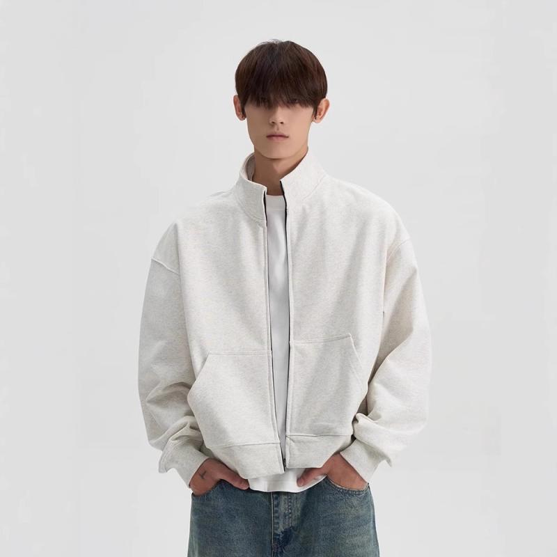 パーカー メンズ 男性用 立襟 スウェット 春秋 無地 ジップアップ ライトアウター 黒 ブラック グレー ポリエステル ルームウェア 普段使い