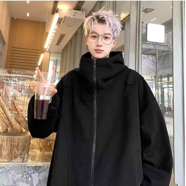 パーカー メンズ 春秋 薄手 無地 ジップアップ ポリエステル 長袖 フード付き 普段使い ルームウェア スポーティー 黒 白(x2)