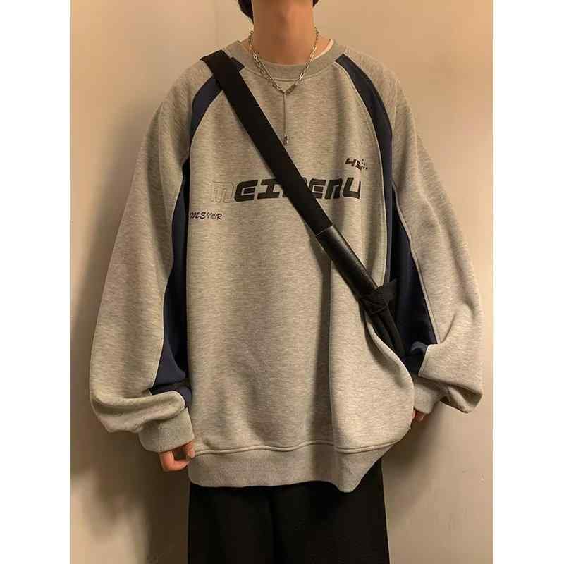 スウェット メンズ トレーナー プルオーバー ラウンドネック 長袖 グレー 黒 M L XL 2XL 普段使い リラックス ウェア 秋冬
