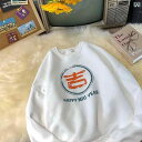トレーナー カップル 男女兼用 中国風 裏起毛 ポリエステル プリント柄 ルーズフィット 赤系 M L XL 2XL 3XL 4XL 5XL 秋冬