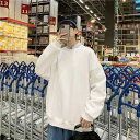 トレーナー メンズ 男性用 裏起毛 トップス 長袖 カットソー プルオーバー 無地 ゆったり 普段使い カジュアル 韓国 秋冬