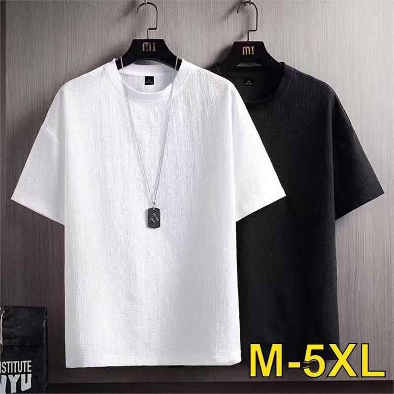 Tシャツ メンズ 男性用 トップス 半袖 無地 リネン 混紡 ドロップショルダー カットソー ルームウェア 部屋着 薄手 ゆったり ブラック 黒 ホワイト 白