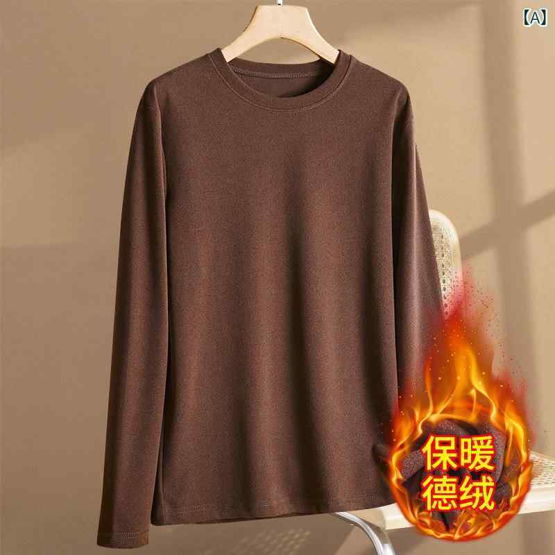 Tシャツ メンズ あったかインナー 長袖Tシャツ 発熱 防寒 厚手 秋冬 暖かい ポリエステル 無地 カフェ ブラック グレー グリーン M L XL 2XL 3XL 4XL 5XL