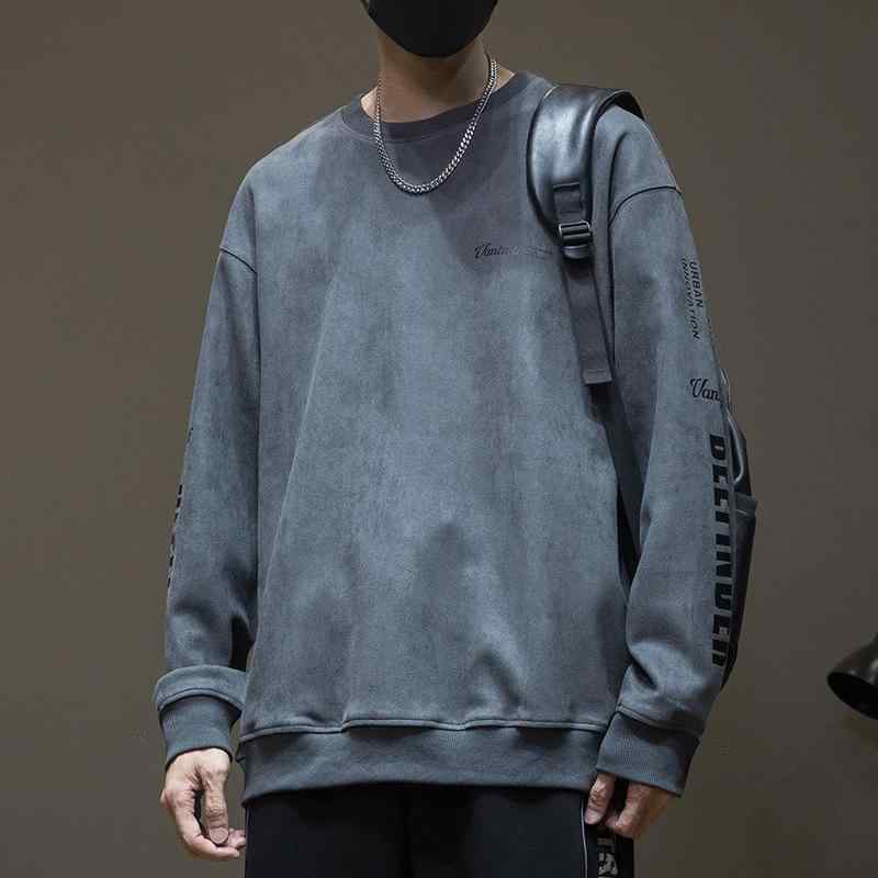 スウェット メンズ 男性用 秋冬用 ビッグシルエット オーバーサイズ ゆったりサイズ ポリエステル プリント カレッジスタイル 深グレー カーキ 黒 緑