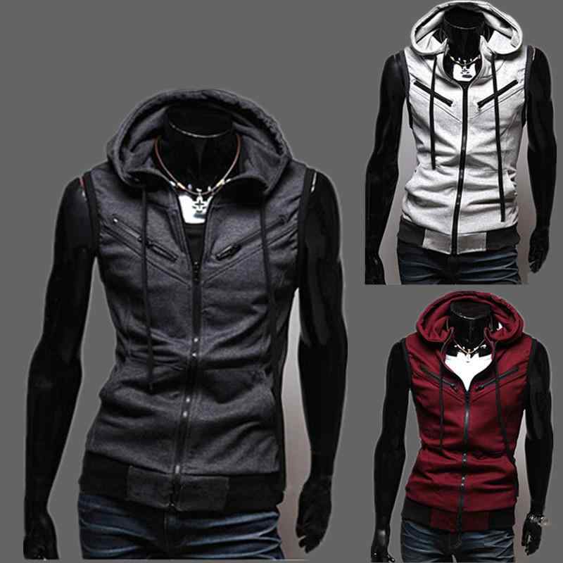 パーカー メンズ 男性用 スウェット スエット 大 حجم フード付き ノースリーブ ベスト トップス プルオ..