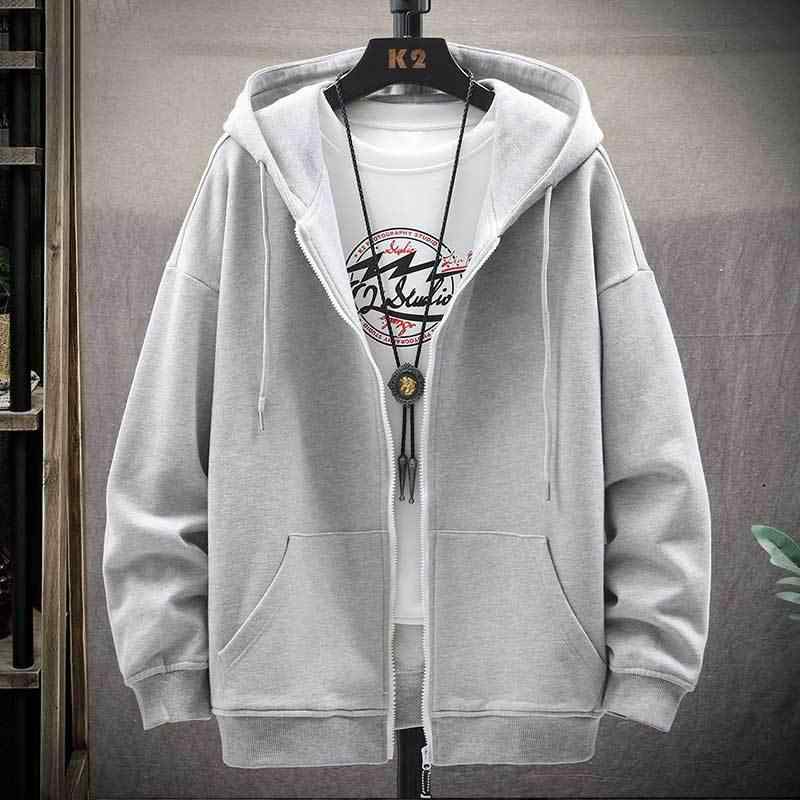 パーカー メンズ スウェット 無地 春秋 ジップアップ ジャケット ライトアウター カジュアル ストリート ブラック グレー