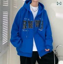 パーカー メンズ 秋冬 字母プリント ポリエステル ジップアップ ライトアウター 青 グレー 黒 M L XL 2XL 3XL 4XL 5XL 普段使い ルームウェア