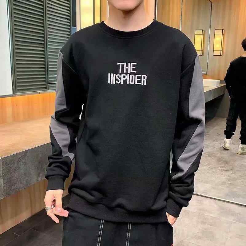 Rakuten - スウェット メンズ 長袖 Tシャツ 秋冬 トップス 薄手 インナー 部屋着 プルオーバー 配色 カジュアル ブラック グレー ポリエステル